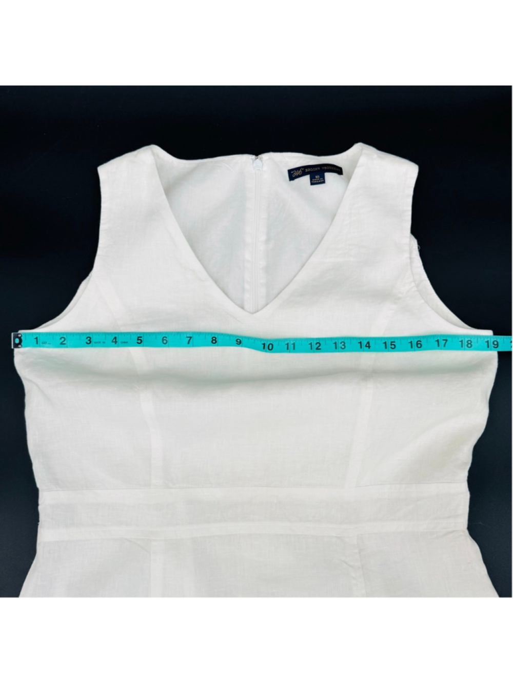 Brooks Brothers White Linen V Neck Sheath Dress Size 10 - Picture 8 of 10